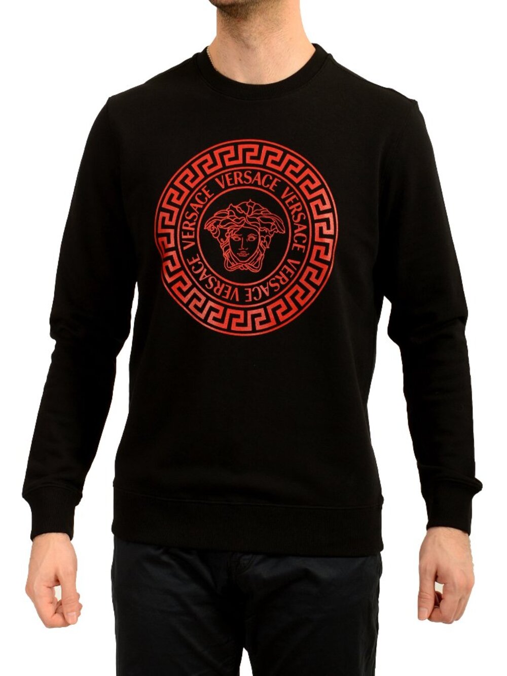 Versace Men's Medusa Head Logo Print Crewneck Sweater Sweatshirt US 3XL IT 58